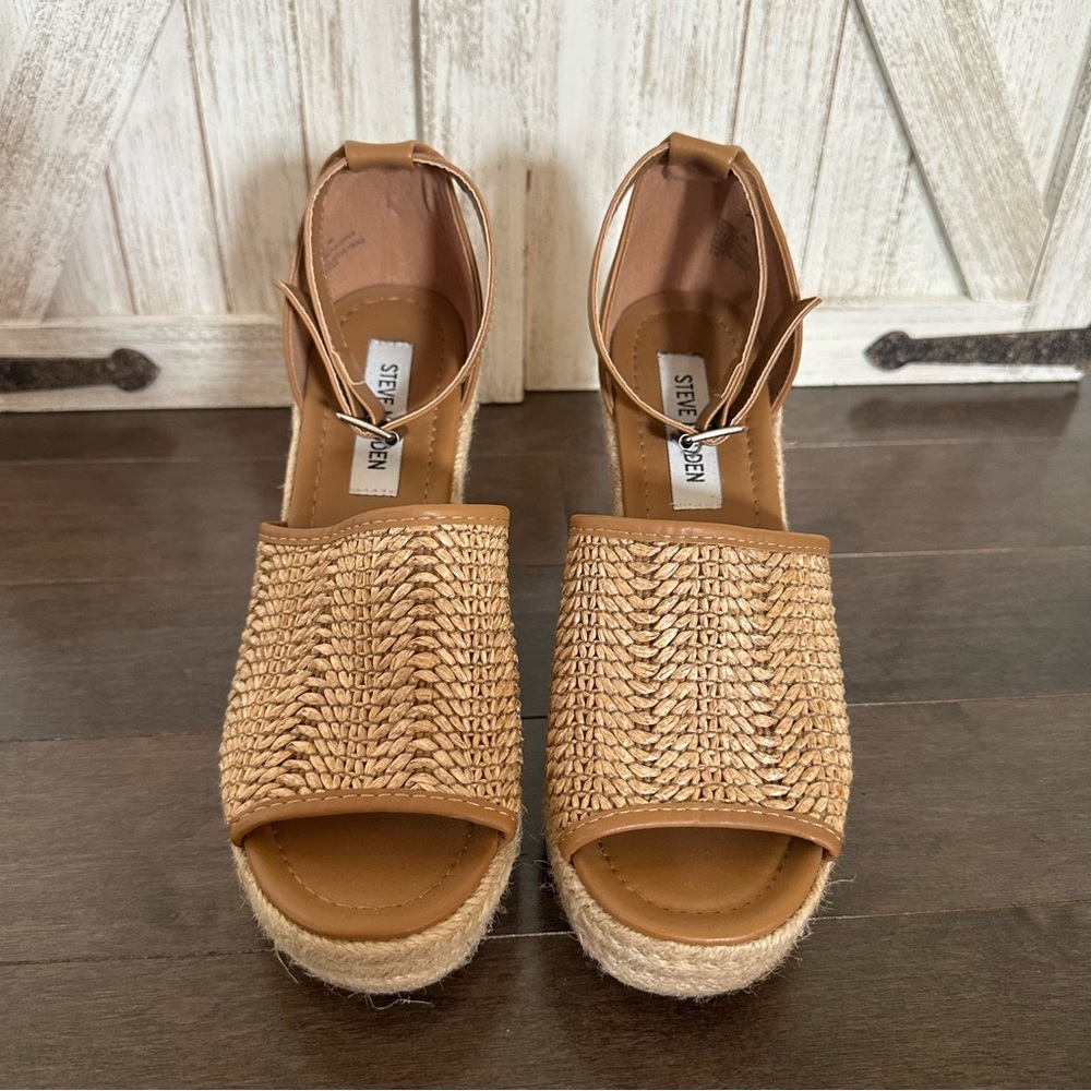 Steve Madden Lorant Raffia Espadrille Wedge Sandals Boho Ankle Strap Platform‎ 8 - Picture 2 of 10